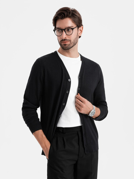 Ombre Clothing Moški pleteni pulover s strukturiranimi pikami - temno modra barva Ombre Clothing