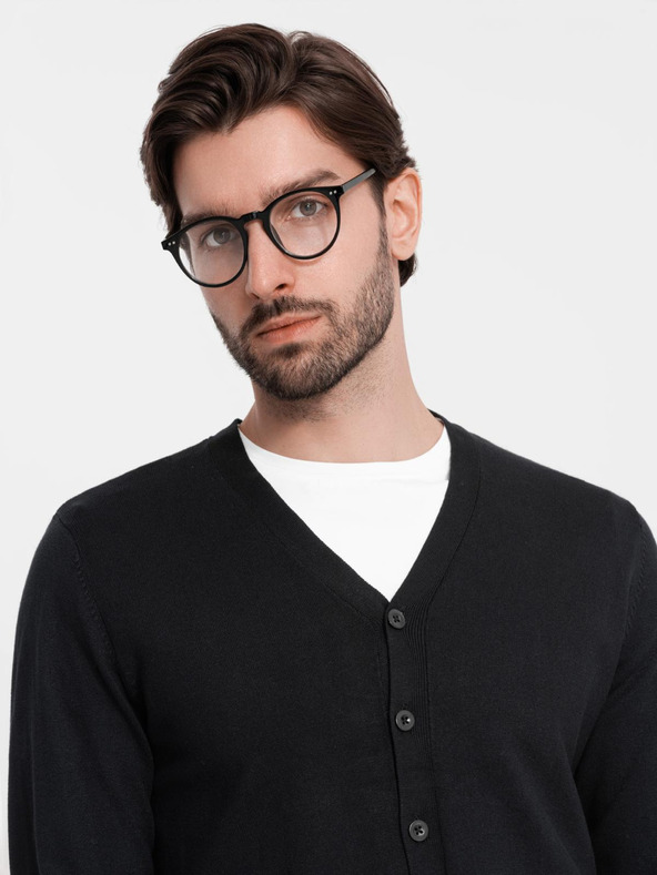 Ombre Clothing Moški pleteni pulover s strukturiranimi pikami - temno modra barva Ombre Clothing