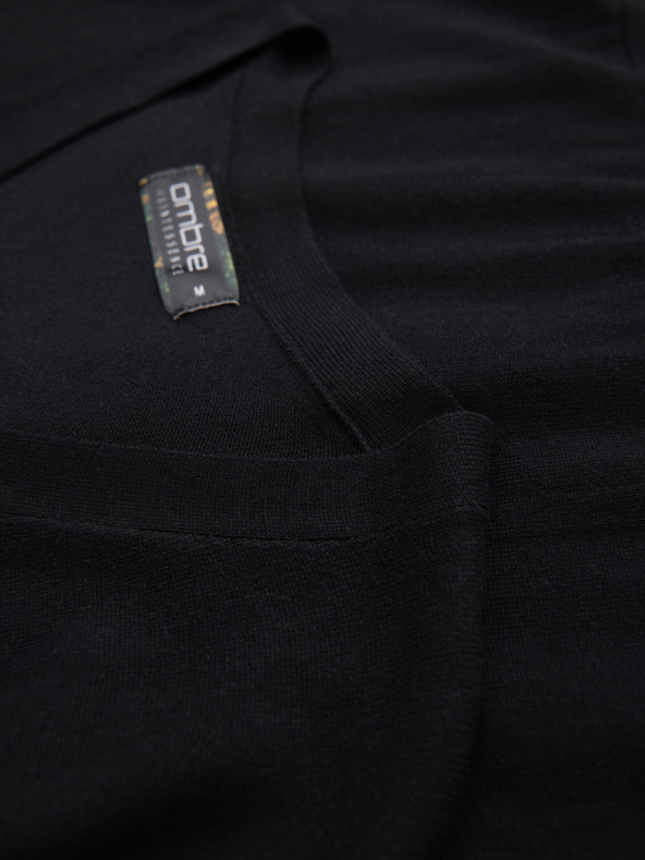 Ombre Clothing Moški pleteni pulover s strukturiranimi pikami - temno modra barva Ombre Clothing