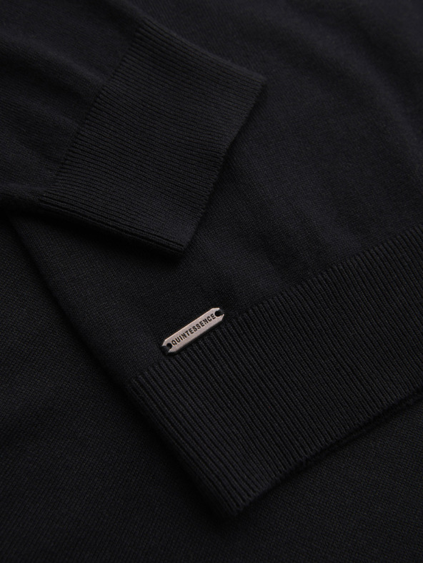 Ombre Clothing Moški pleteni pulover s strukturiranimi pikami - temno modra barva Ombre Clothing