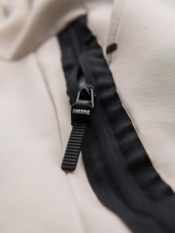 Ombre Clothing Moške športne hlače z rebrastimi manšetami in okrasno zadrgo - peščene Ombre Clothing