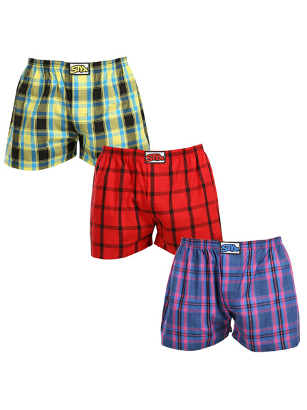 Styx Komplet treh - moške kratke hlače Styx classic rubber oversized večbarvne