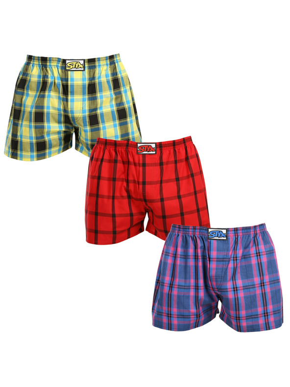 Styx Komplet treh - moške kratke hlače Styx classic rubber oversized večbarvne