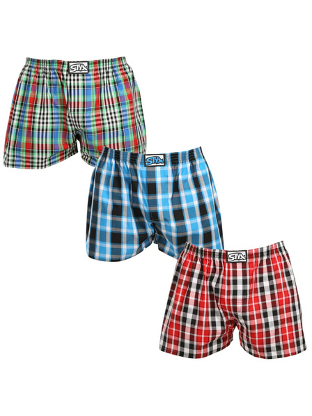 Styx Komplet treh - moške kratke hlače Styx classic rubber oversized večbarvne