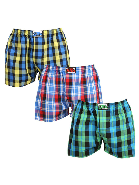 Styx Komplet treh - moške kratke hlače Styx classic rubber oversized večbarvne