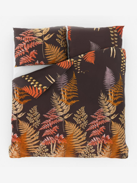 Kvalitex Saténové francúzske predĺžené posteľné obliečky Luxury Collection 1+2, 240x220, 70x90cm Papradie hnedé Kvalitex