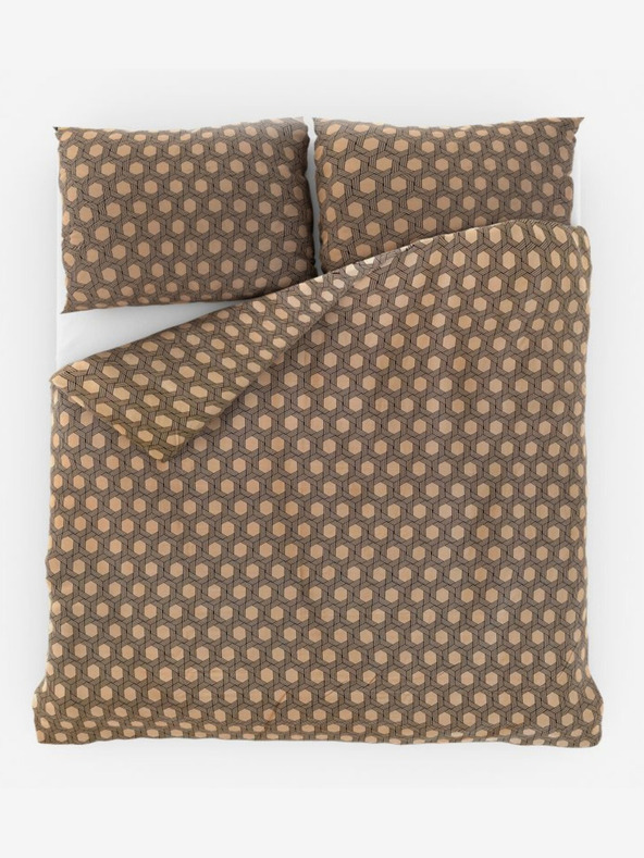 Kvalitex Satenasta francoska podaljšana prevleka Luxury Collection 1+2, 240x220, 70x90cm Carero bež Kvalitex