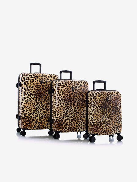 Heys Sada troch vzorovaných cestovných kufroch v hnedej farbe Heys Brown Leopard S,M,L