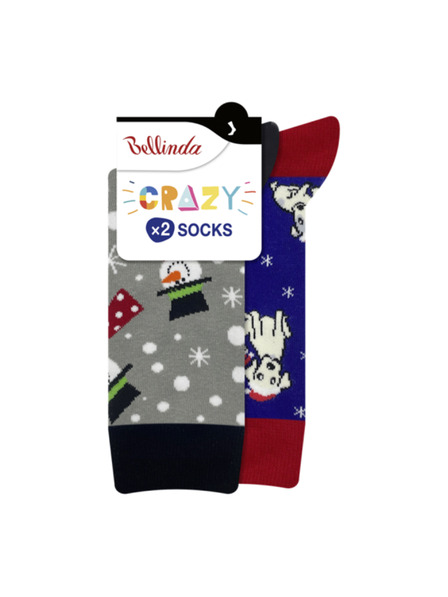 Bellinda CRAZY SOCKS 2x - Veselé ponožky 2 páry - sivá - modrá