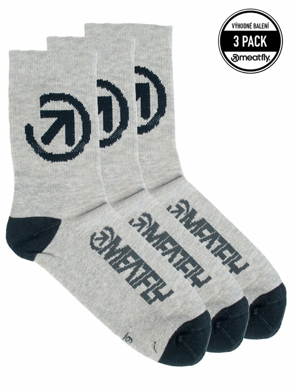 Meatfly Meatfly Socks Long Triple Pack Grey Bike | Grey | Size