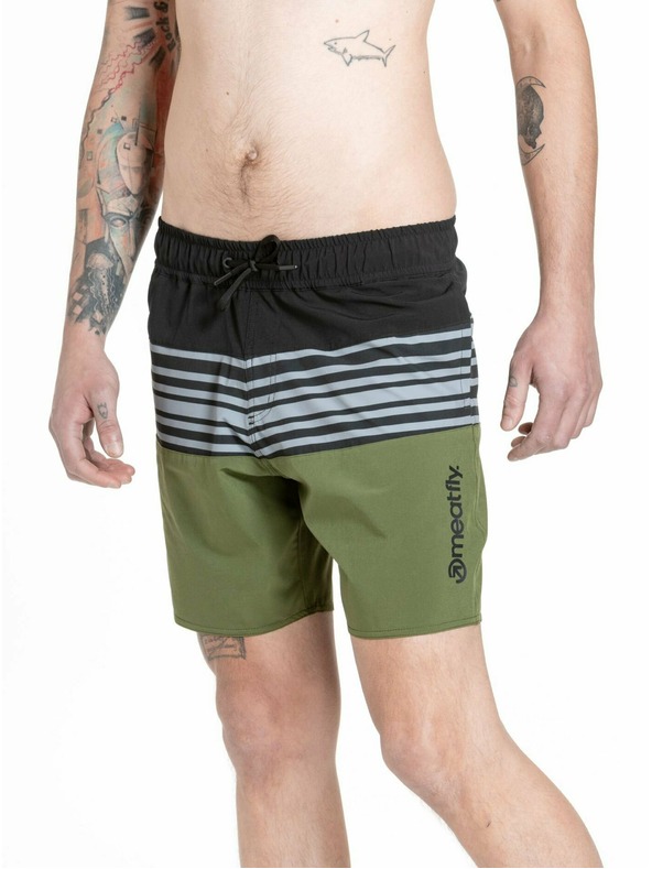 Meatfly Meatfly moške kopalke Keith Boardshorts 17" Olive / Black | Zelena | Velikost