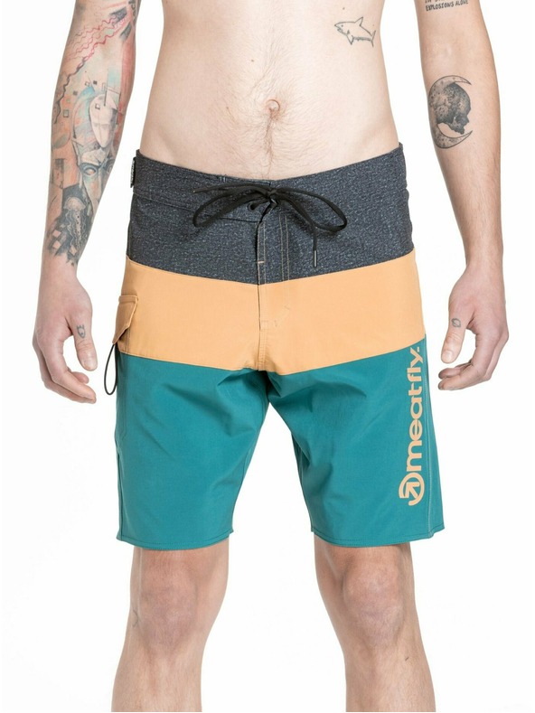 Meatfly Meatfly moške kopalke Mitch Boardshorts 21" Snake Green / Camel | Zelena | Velikost