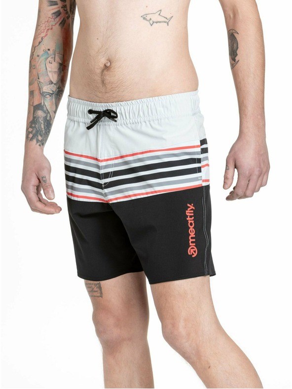 Meatfly Meatfly moške kopalne hlače Keith Boardshorts 17" Light Grey / Red Orange | Siva | Velikost