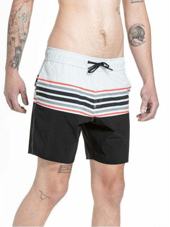 Meatfly Meatfly moške kopalne hlače Keith Boardshorts 17" Light Grey / Red Orange | Siva | Velikost