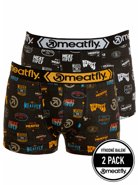 Meatfly Meatfly moške boksarice Balboa Boxershorts Double Pack Badges | Črna | Velikost