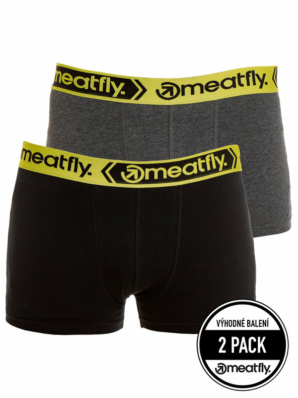 Meatfly Meatfly moške boksarice Balboa Boxershorts Double Pack Grey Heather/Black | Črna | Velikost