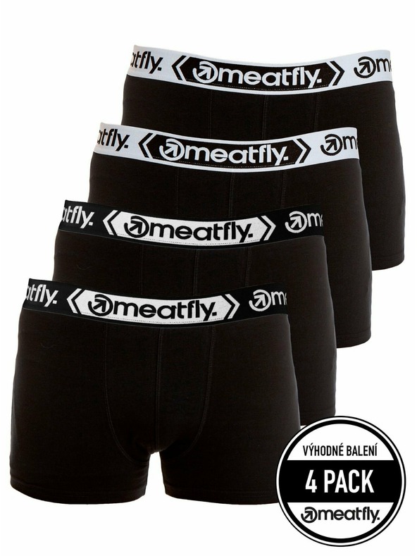 Meatfly Meatfly moške boksarice Balboa Boxershorts Four Pack Black/Black | Črna | Velikost