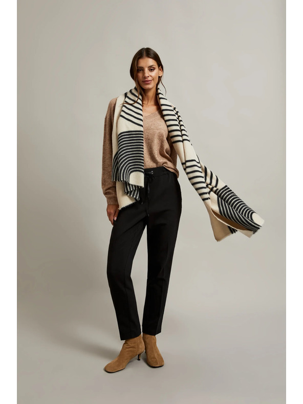 Moodo Črno-bež ženska vzorčasta šal Moodo