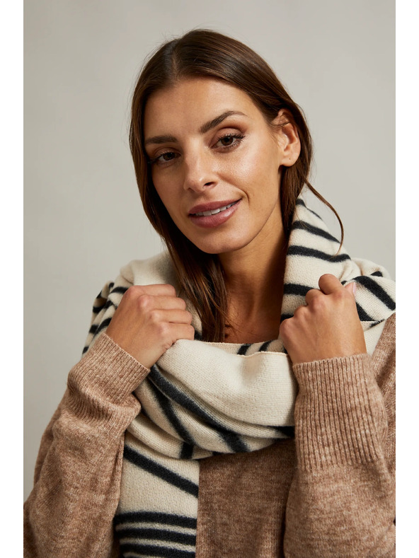 Moodo Črno-bež ženska vzorčasta šal Moodo