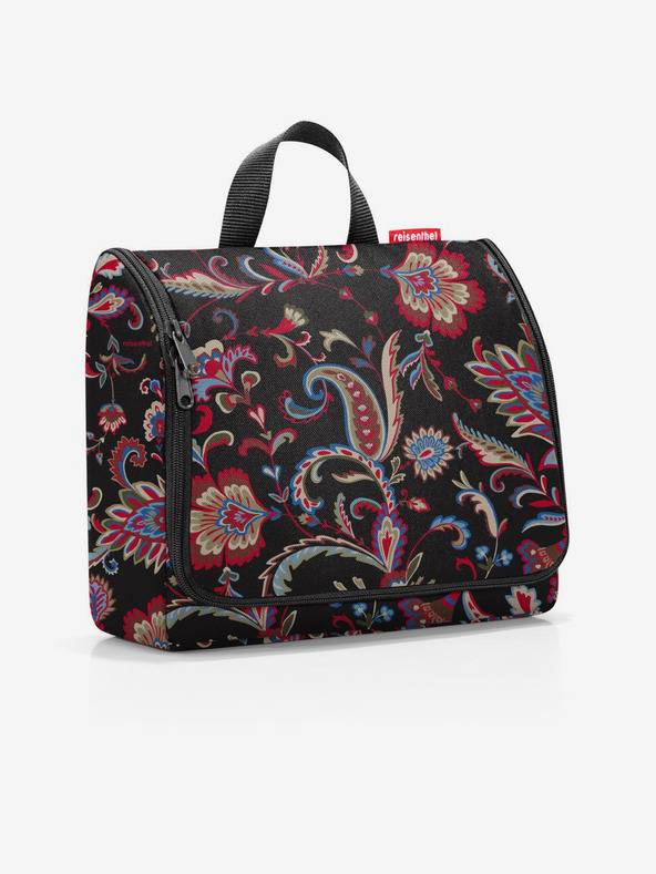 Reisenthel Vinsko-črna damska vzorčasta toaletna torbica Reisenthel Toiletbag XL Paisley Black
