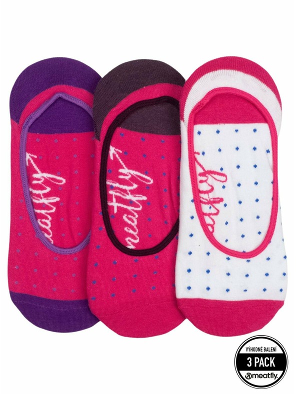 Meatfly Meatfly ponožky Low Socks Triple Pack Fuchsia Dots | Fialová | Veľkosť