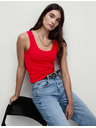 Marks & Spencer Rebrovaný tank top s vysokým podielom bavlny Marks & Spencer červená