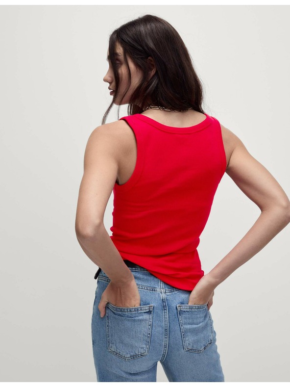 Marks & Spencer Rebrovaný tank top s vysokým podielom bavlny Marks & Spencer červená