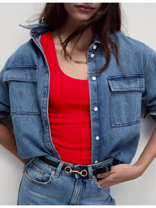 Marks & Spencer Rebrovaný tank top s vysokým podielom bavlny Marks & Spencer červená