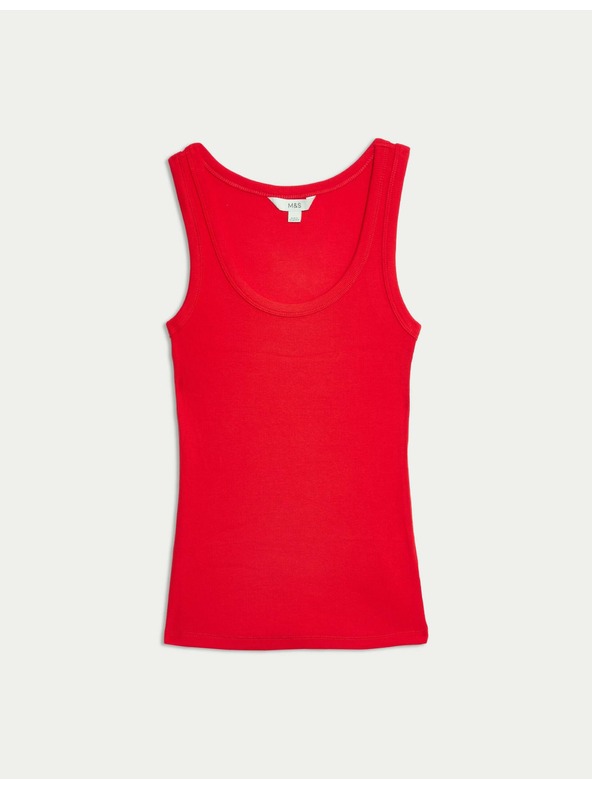 Marks & Spencer Rebrovaný tank top s vysokým podielom bavlny Marks & Spencer červená