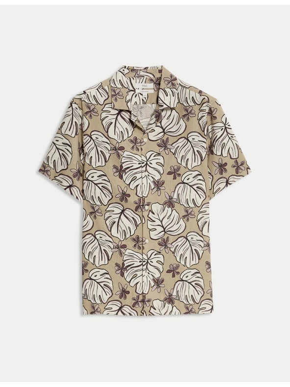 Marks & Spencer Srajca normalnega kroja z visokim deležem lana in potiskom Marks & Spencer