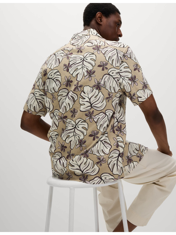 Marks & Spencer Srajca normalnega kroja z visokim deležem lana in potiskom Marks & Spencer