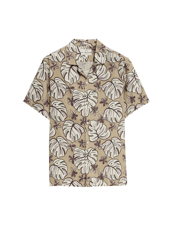 Marks & Spencer Srajca normalnega kroja z visokim deležem lana in potiskom Marks & Spencer