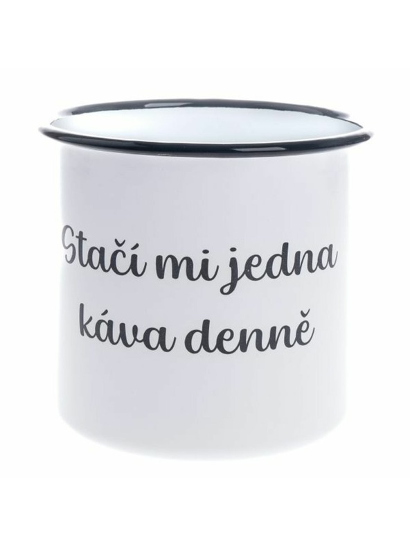 Casa de Engel Emajlirana dekorativna skodelica "Dovolj mi je ena kava na dan", 1000ml, 0/36