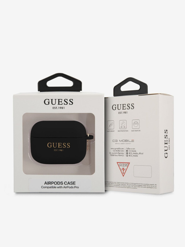 Guess Guess 4G Charm Silikónový obal pre AirPods Pro čierny