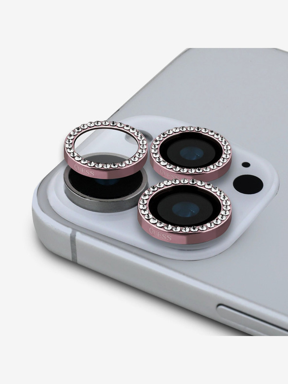 Guess Guess Fixed Glliter zaščita leč za iPhone 16 Pro/16 Pro Max roza