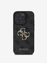 Guess Guess PU 4G Metal Logo zadnji pokrov za iPhone 16 Pro Max siv