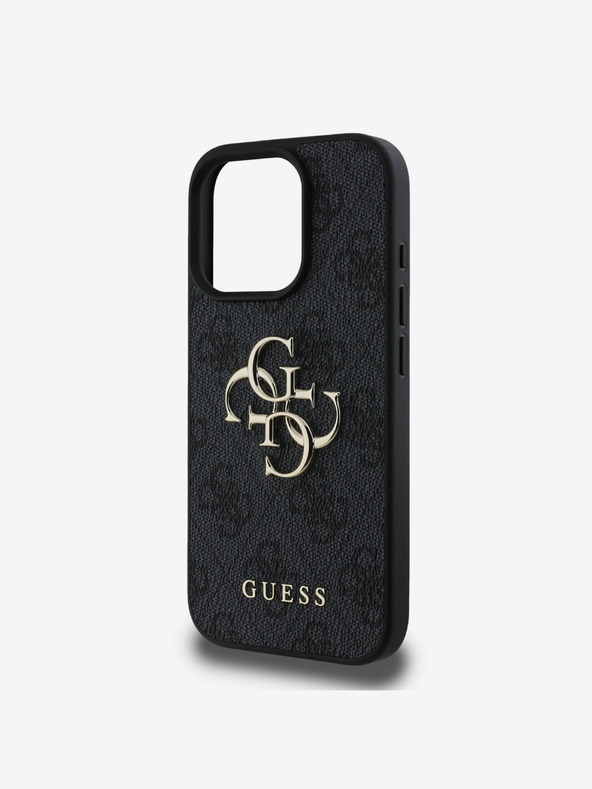 Guess Guess PU 4G Metal Logo zadnji pokrov za iPhone 16 Pro Max siv
