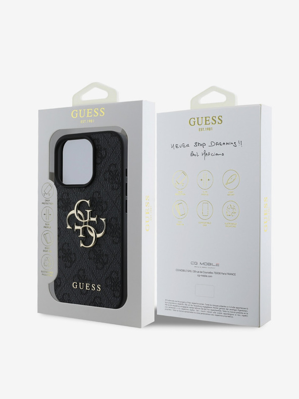 Guess Guess PU 4G Metal Logo zadnji pokrov za iPhone 16 Pro Max siv