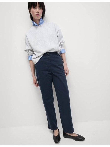 Marks & Spencer Chino nohavice po členky s rovnými nohavicami s vysokým podielom bavlny Marks & Spencer navy modrá