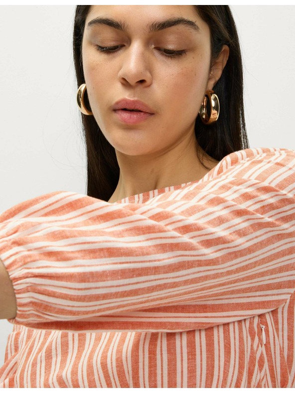 Marks & Spencer Asimetrične plaažne midi obleke z visokim deležem lanu Marks & Spencer oranžna