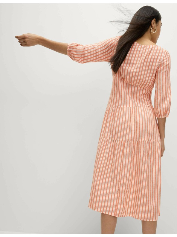 Marks & Spencer Asimetrične plaažne midi obleke z visokim deležem lanu Marks & Spencer oranžna