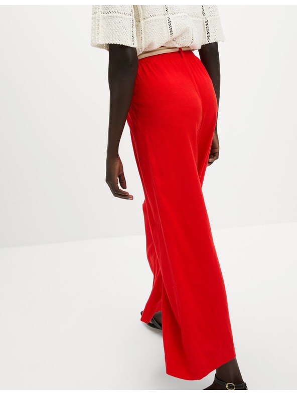 Marks & Spencer Skrajšane hlače z širokimi hlačnicami, z visokim deležem lanu Marks & Spencer