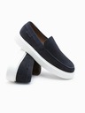 Ombre Clothing Tmavmodré pánske semišové slip-on poltopánky Ombre Clothing