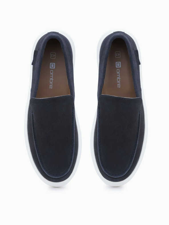 Ombre Clothing Tmavmodré pánske semišové slip-on poltopánky Ombre Clothing