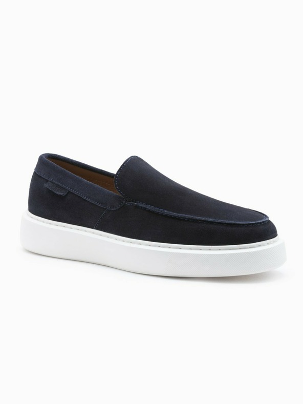 Ombre Clothing Tmavmodré pánske semišové slip-on poltopánky Ombre Clothing