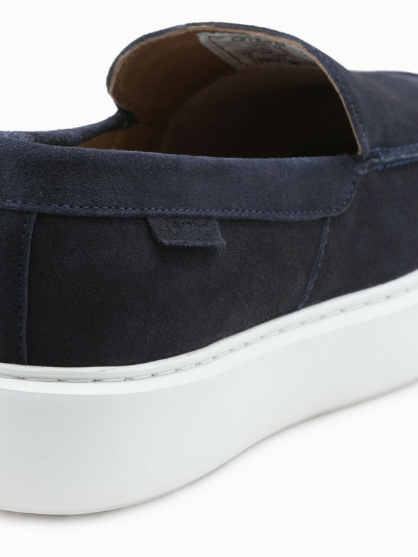 Ombre Clothing Tmavmodré pánske semišové slip-on poltopánky Ombre Clothing