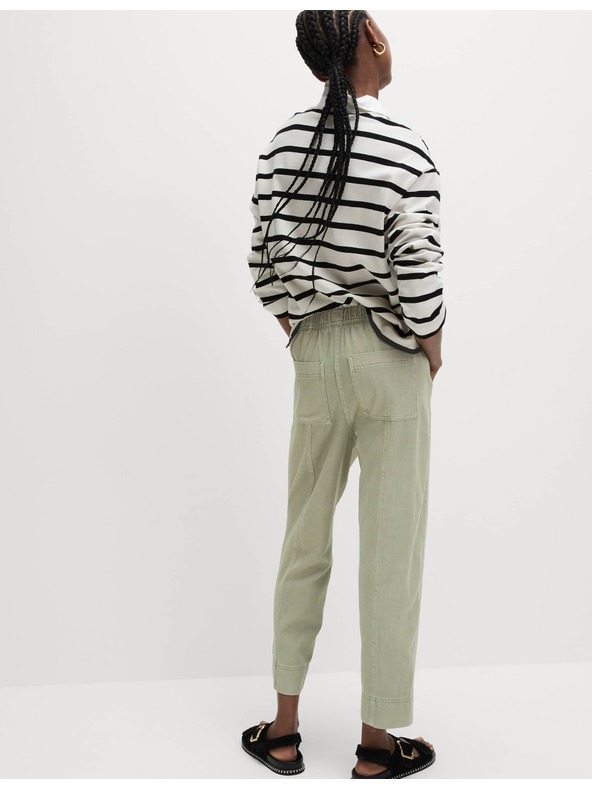 Marks & Spencer Farbené navliekacie nohavice zúženého strihu so sťahovacou šnúrkou Marks & Spencer zelená