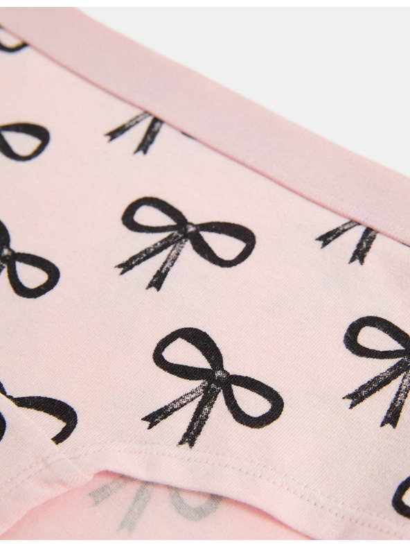 Marks & Spencer Krátke nohavice z bavlny sostrečom a mašľou, 7 ks v balení (5–16 rokov) Marks & Spencer ružová