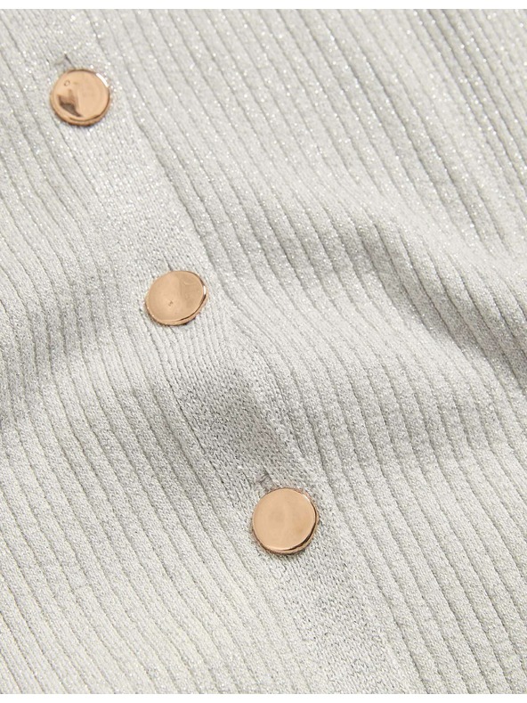 Marks & Spencer Metalický kardigán úzkeho strihu s výstrihom ku krku Marks & Spencer strieborná