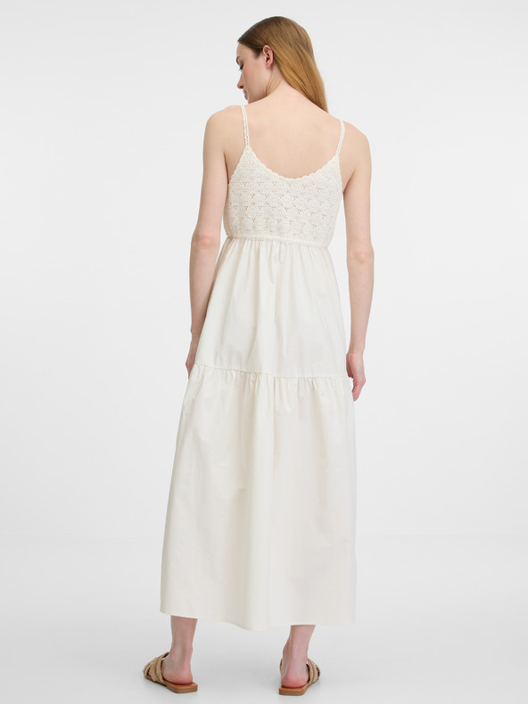 Orsay Krem ženska midi obleka ORSAY